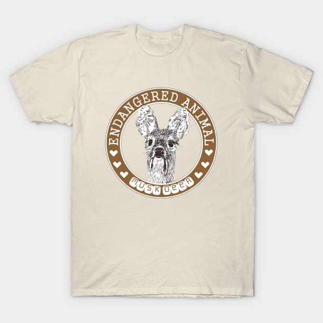 Musk Deer, endangered animal in the world T-Shirt by The world through children's eyes